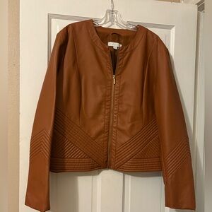 Women's Brown Pleather Quilted Bomber Jacket